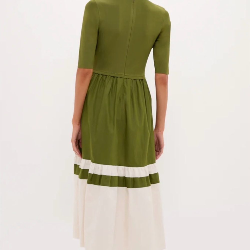 Tuckernuck Olive Green and White Long Sleeve Midi Dress - Picture 4 of 6